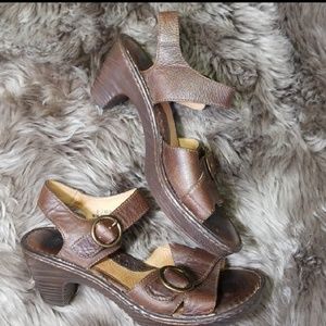 Born Leather Wedge Sandals